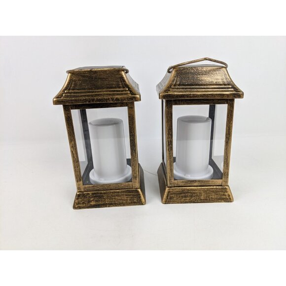 Rohs 8.5" Tall Solar Candle Lamp Lanterns Lot of 2 Rustic Farmhouse Porch Light - Picture 3 of 10